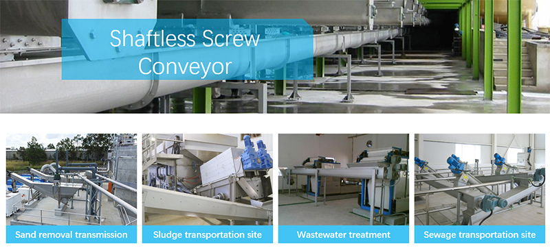 Waste Water Treatment Shaftless Screw <a href=https://www.wastewatermachinery.com/shaftless-screw-mechanical-conveyor-p.html target='_blank'>spiral convey</a>ors 