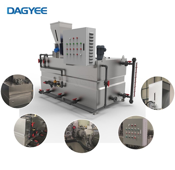 Three Tanks Automatic Polymer Polyelectrolyte Dissolving Preparation Equipment Water Dosing Device