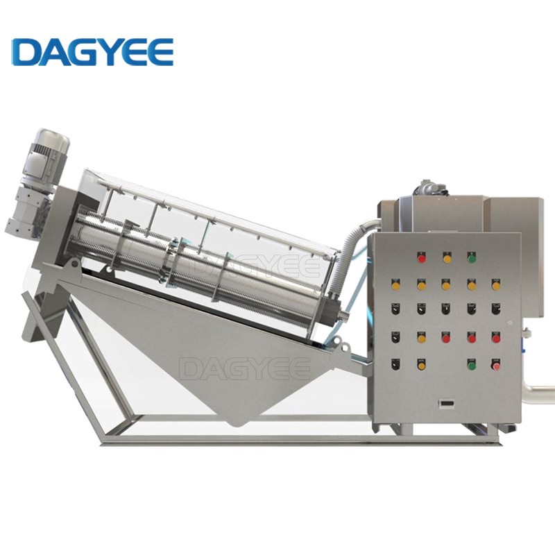Multi Disc Screw Press  Dehydrator WWTP Dewatering Sludge Thickener With Auto Poly Dosing System