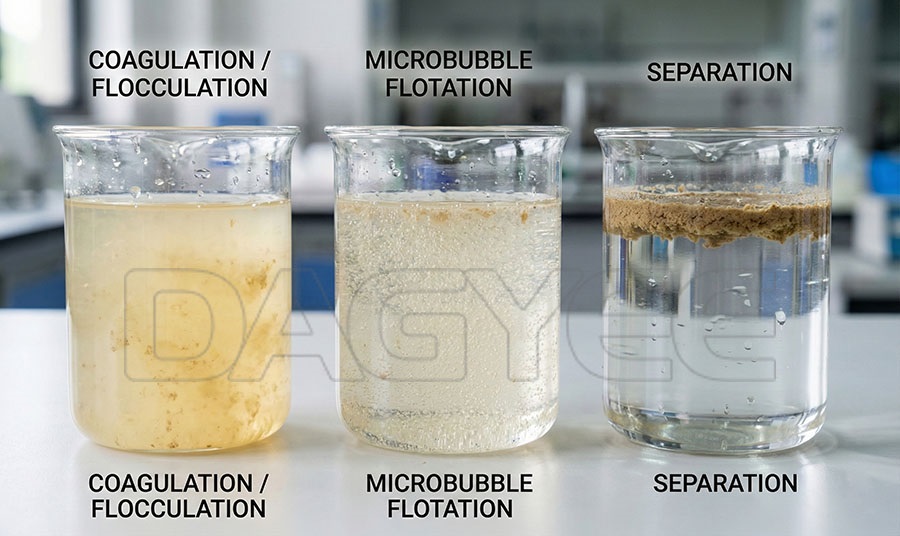 cómo funciona una dissolved air flotation en plantas potabilizadoras